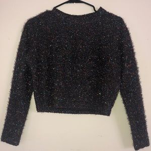 H&M Divided sparkly confetti fuzzy crop sweater